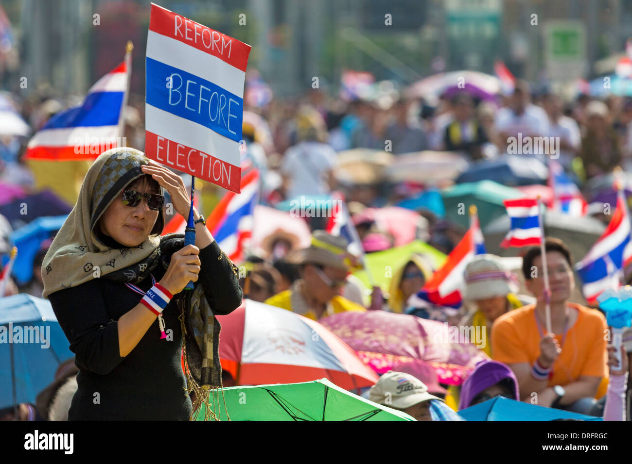 Political demonstration, Bangkok, Thailand Stock Photo