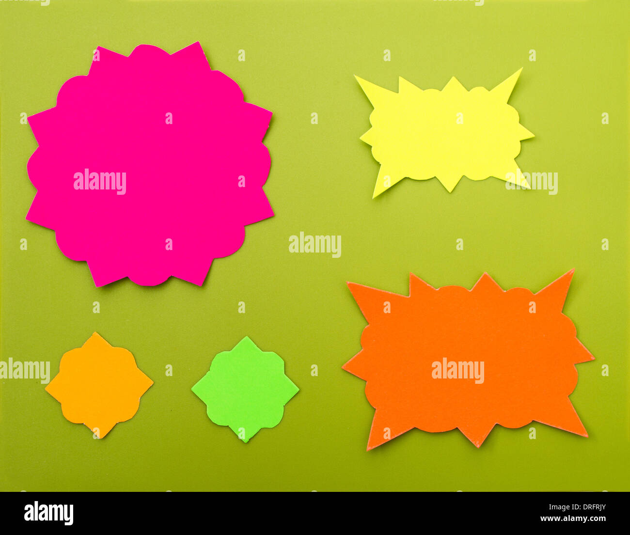 Cartoon bubbles on a green background Stock Photo