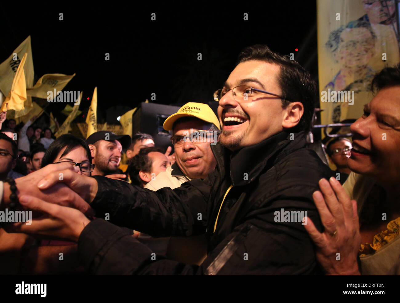 San Jose, Costa Rica. 24th Jan, 2014. Jose Maria Villalta (2R