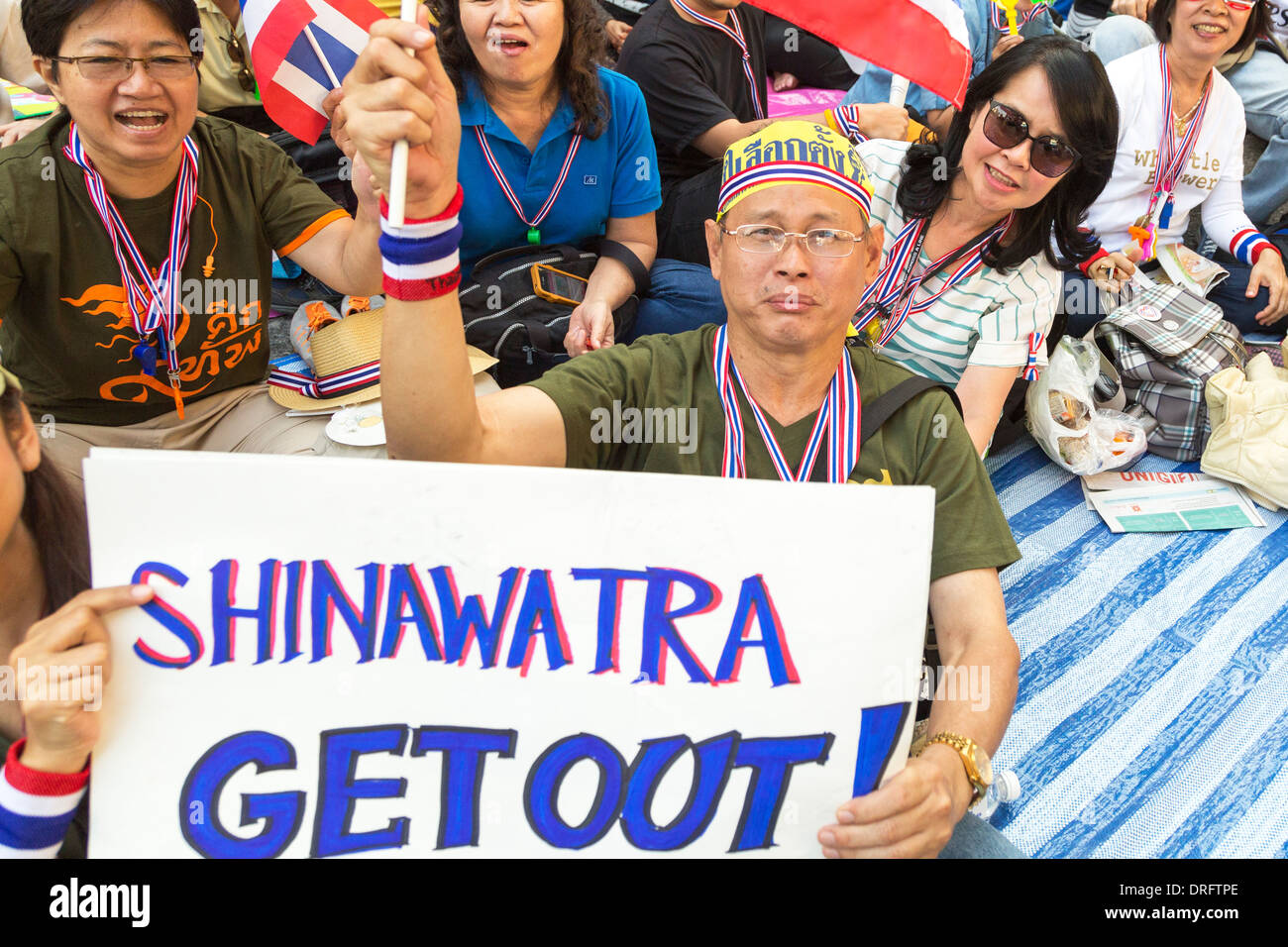 Political demonstration, Bangkok, Thailand Stock Photo