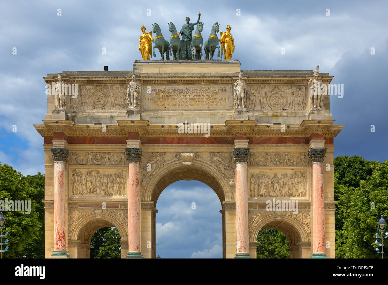Triumphal Arch (aka Arc de Triomphe du Carrousel) in Tuileries gardens in Paris, France. Stock Photo