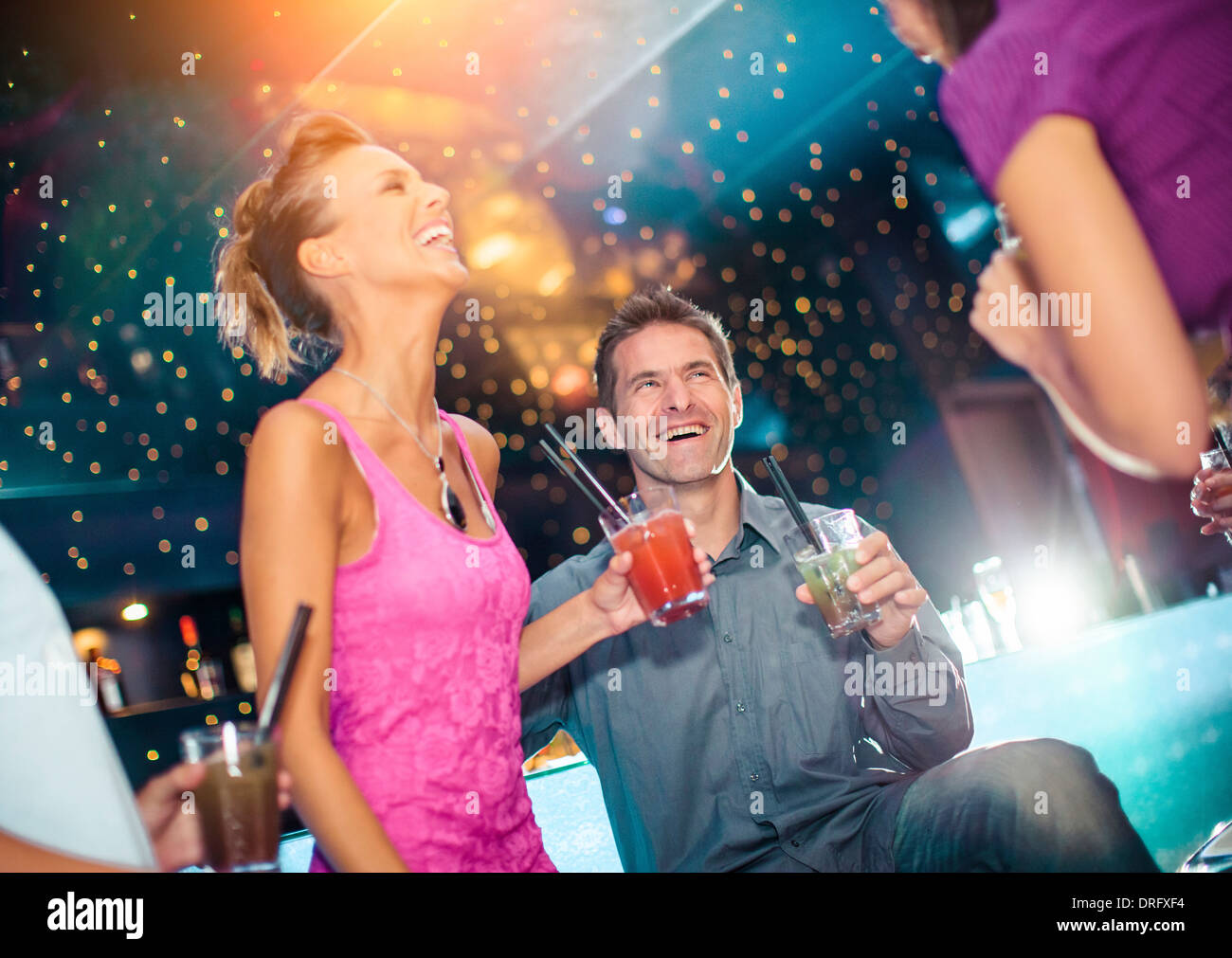 Young people celebrating in a nightclub, Dubrovnik, Croatia Stock Photo