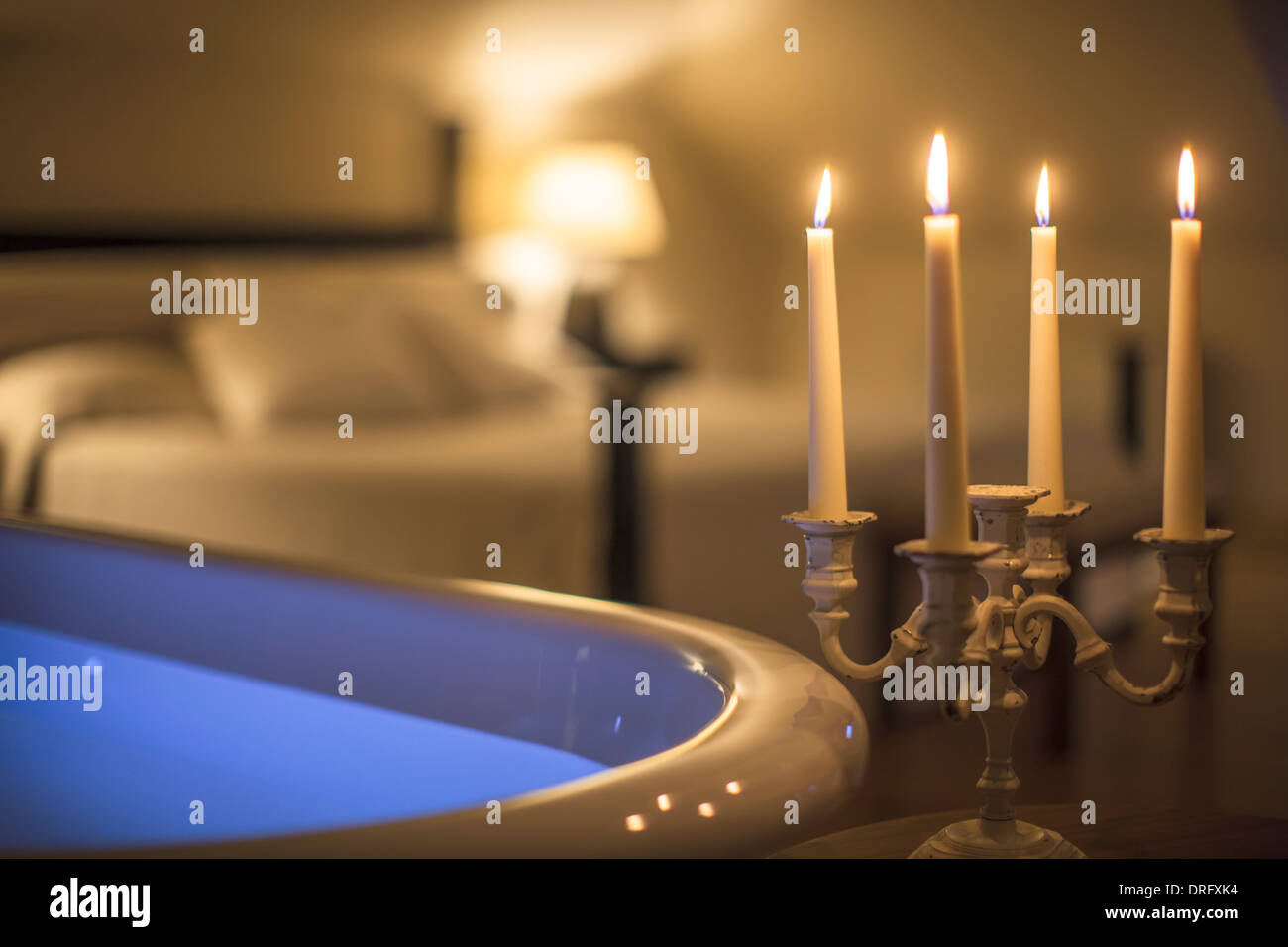 Bathtub in modern bathroom with candles · Free Stock Photo