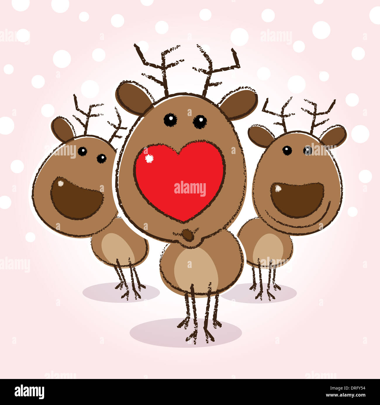 Rudolph the Reindeer with Heart Shaped Red Nose blowing a kiss in Stock