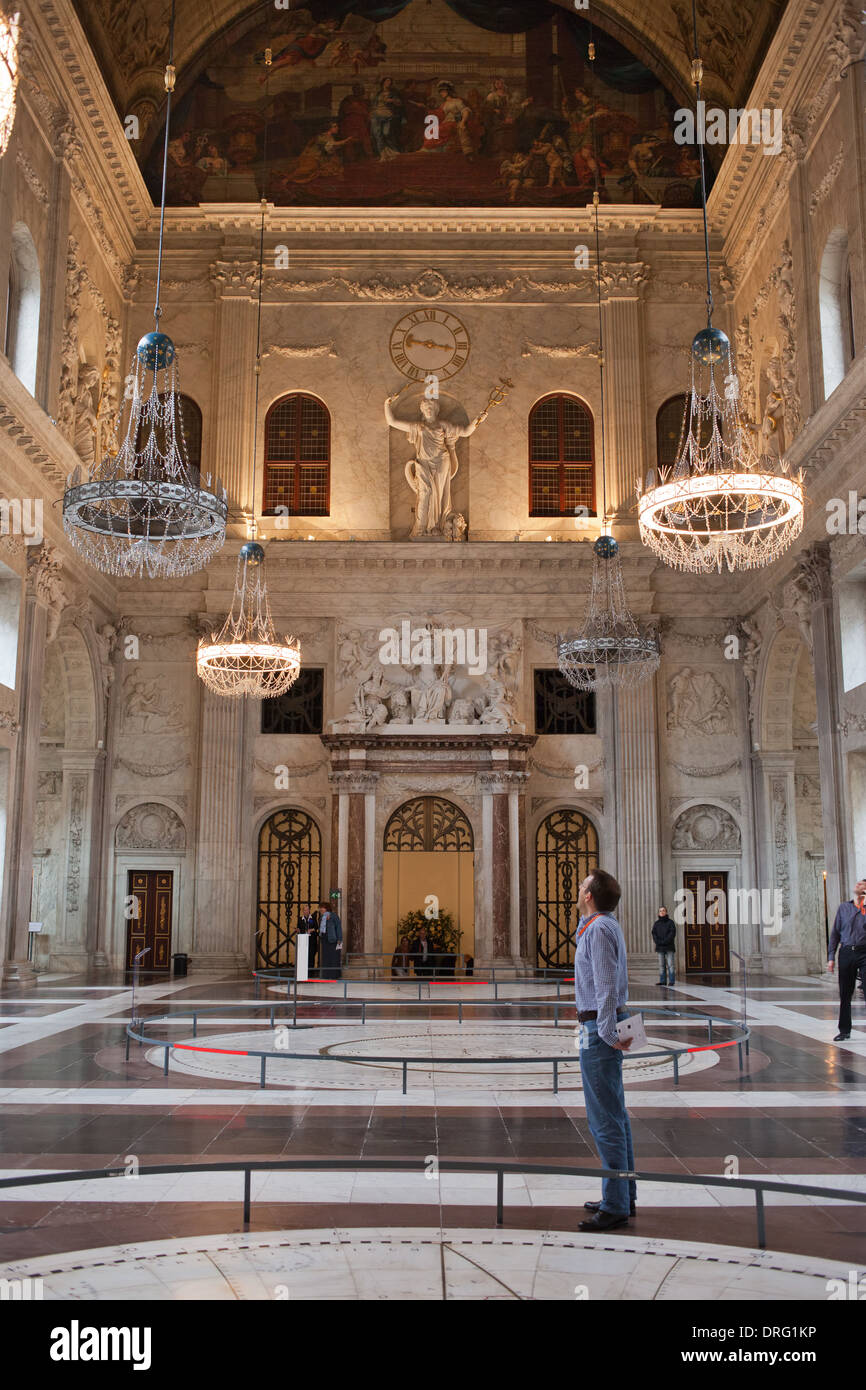 Citizens' Hall, interior of the Royal Palace (Dutch: Koninklijk Paleis) in Amsterdam, Holland, the Netherlands. Stock Photo