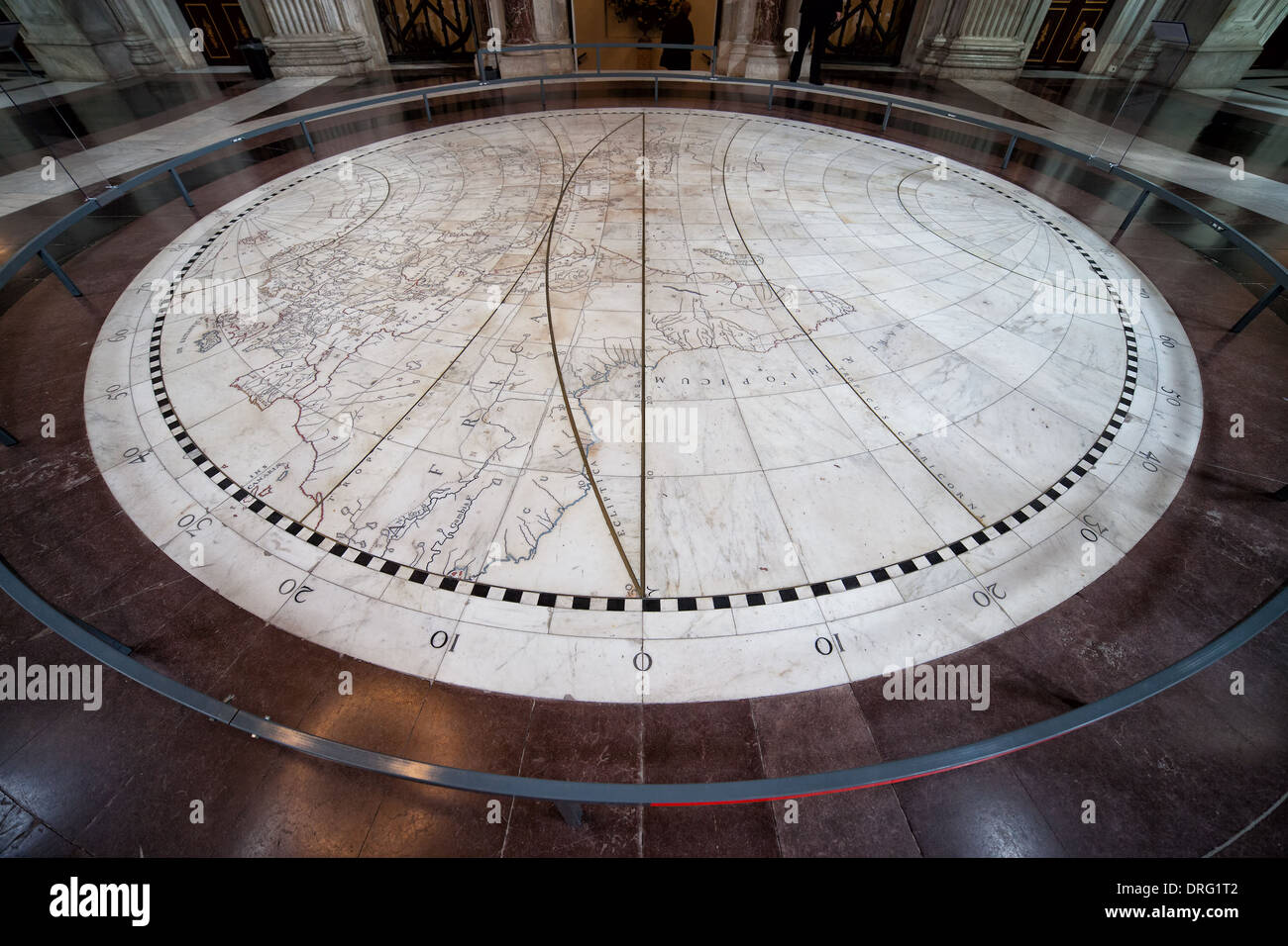 Marble floor in Citizens' Hall, interior of the Royal Palace (Dutch: Koninklijk Paleis) in Amsterdam, Holland, the Netherlands. Stock Photo