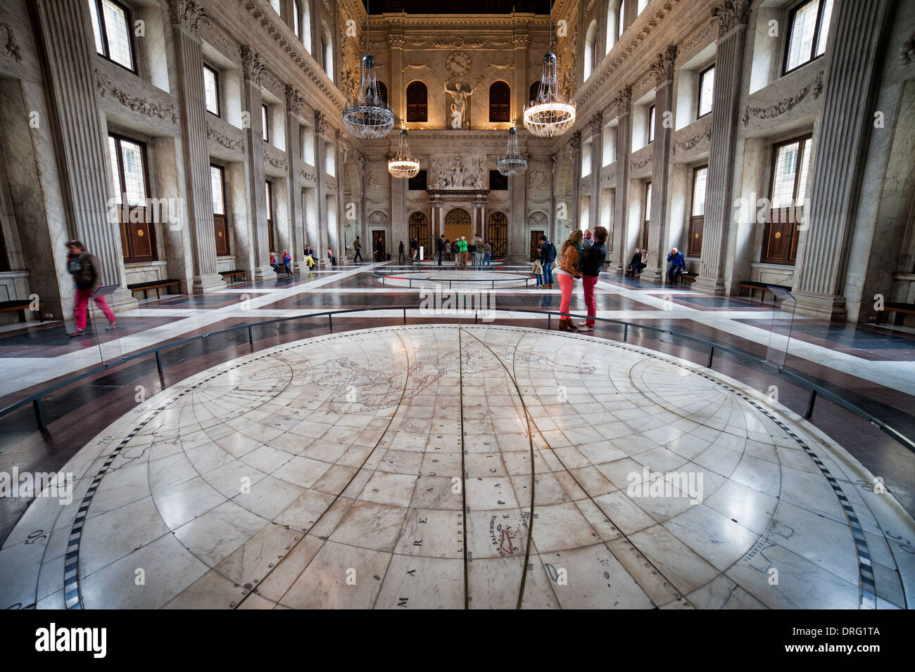 Citizens' Hall, interior of the Royal Palace (Dutch: Koninklijk Paleis) in Amsterdam, Holland, the Netherlands. Stock Photo