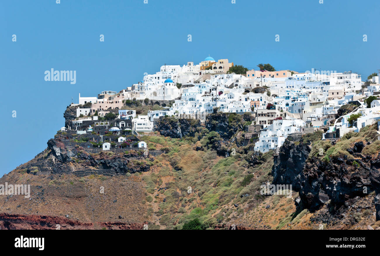 Large view of Imerovigli village in Santorini, Greece. Stock Photo