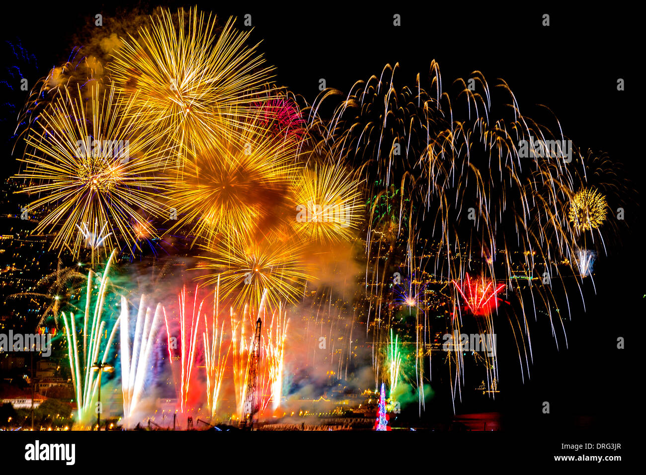 Fireworks in the sky in the night Stock Photo - Alamy