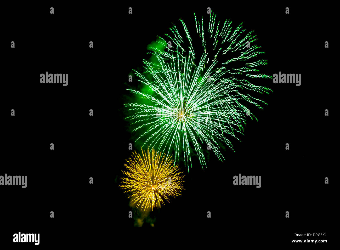 Fireworks in the sky in the night Stock Photo