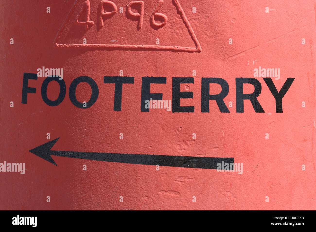 Foot ferry sign found at Felixstowe Ferry Stock Photo