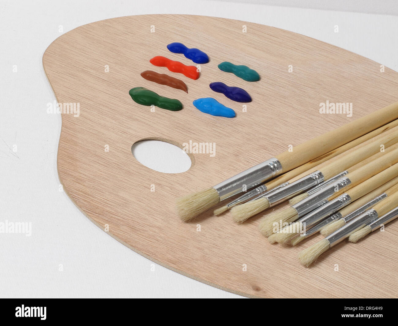 An image showing an artists equipment, Paint palette, brushes and