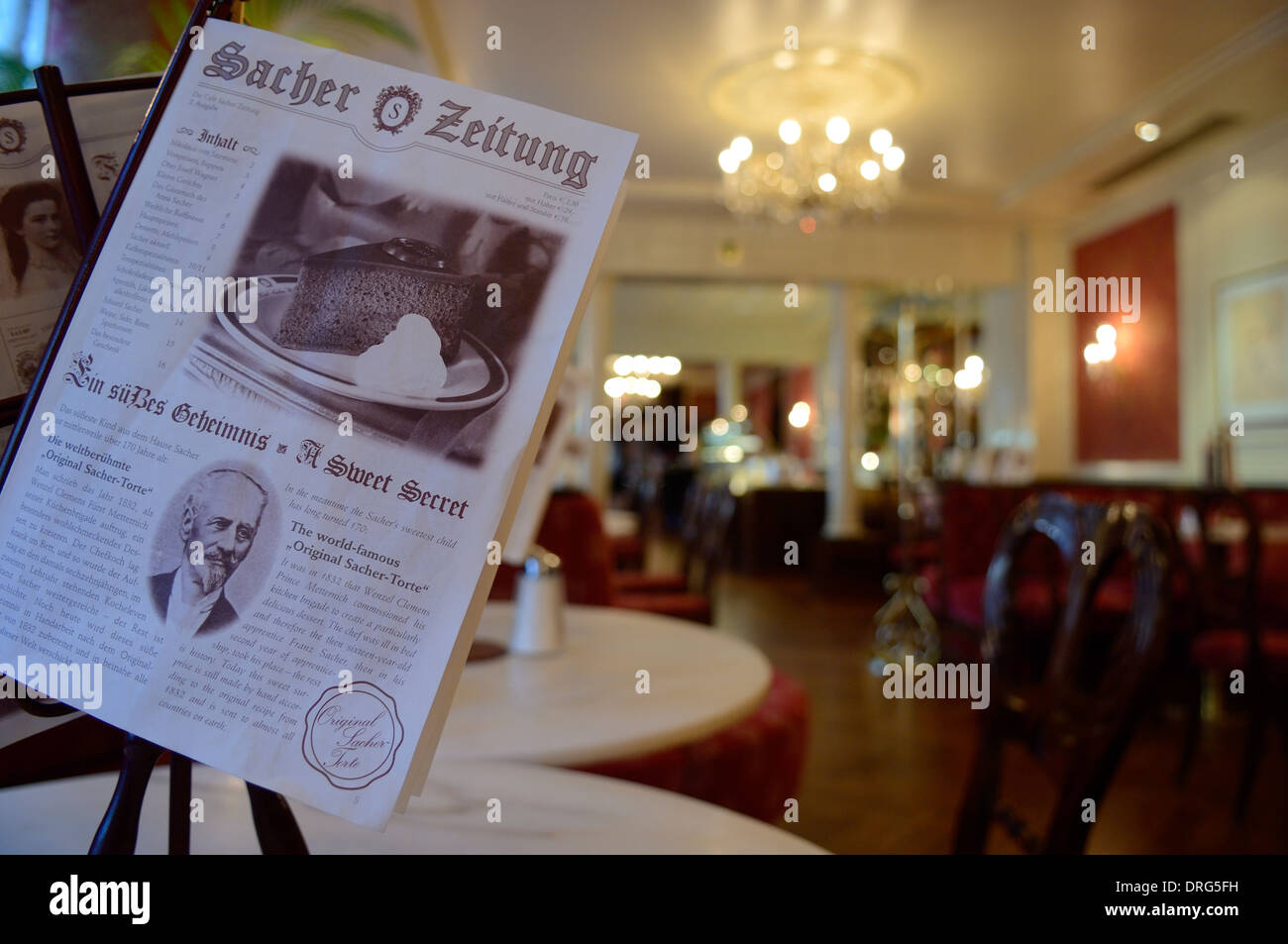 The Cafe Sacher. Famous for it's Sacher-Torte chocolate cake. Salzburg. Austria Stock Photo