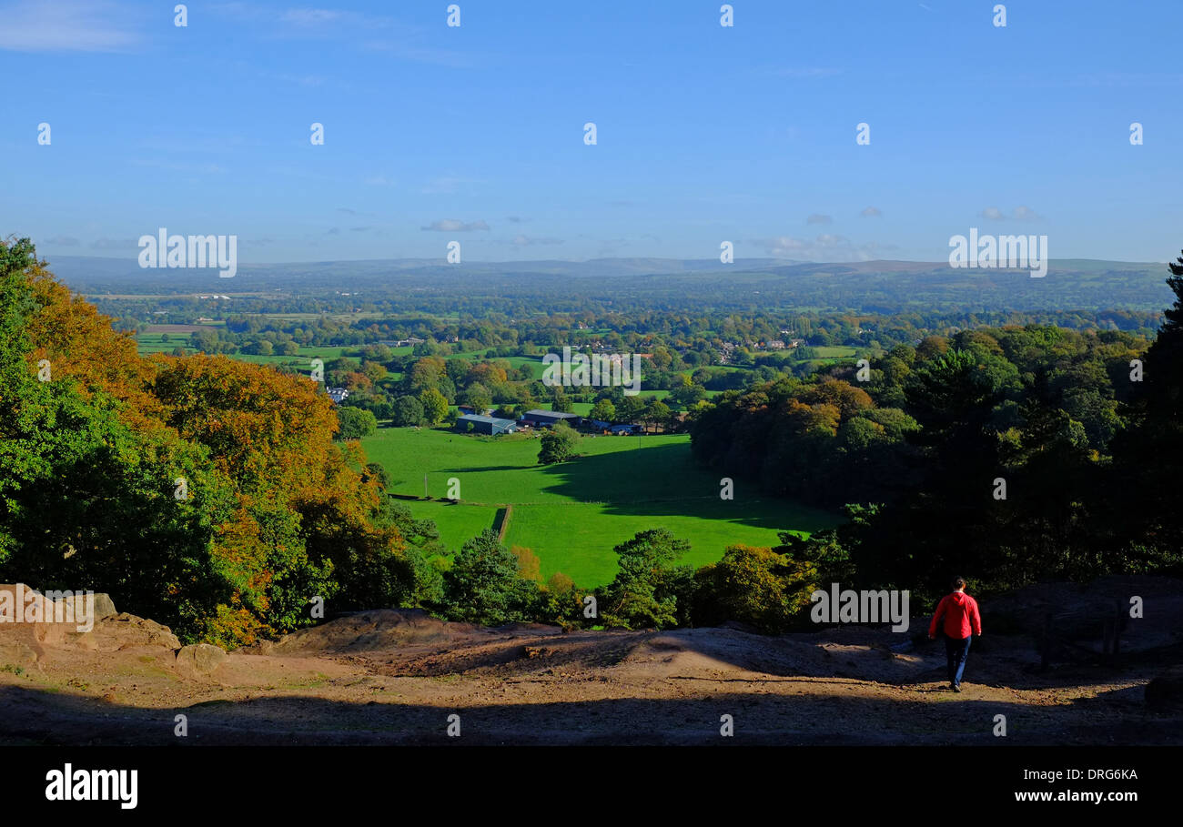 England, Cheshire, view northwards over Cheshire Plain from Alderley Edge Woods in autumn Stock Photo