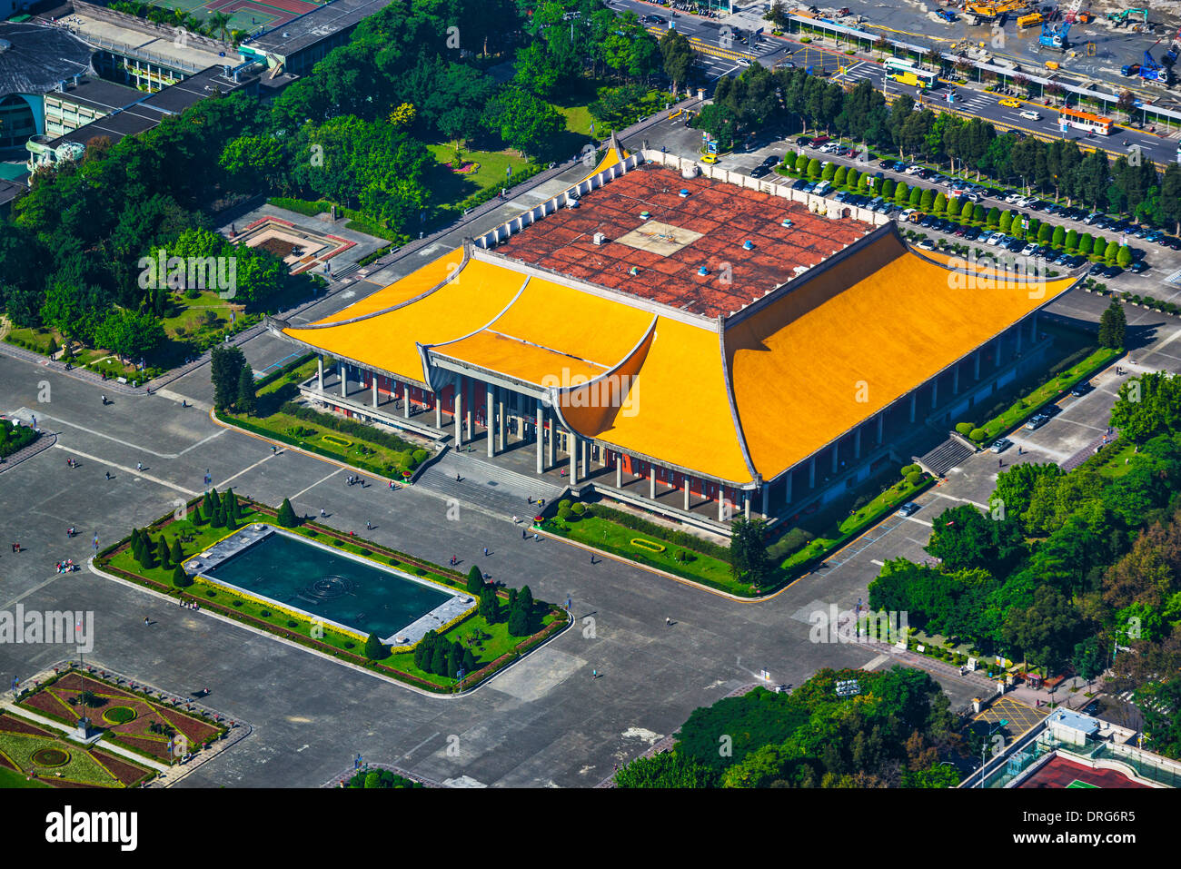 Taipei, Taiwan at Dr. Sun Yat-sen Memorial Hall aerial view. Stock Photo