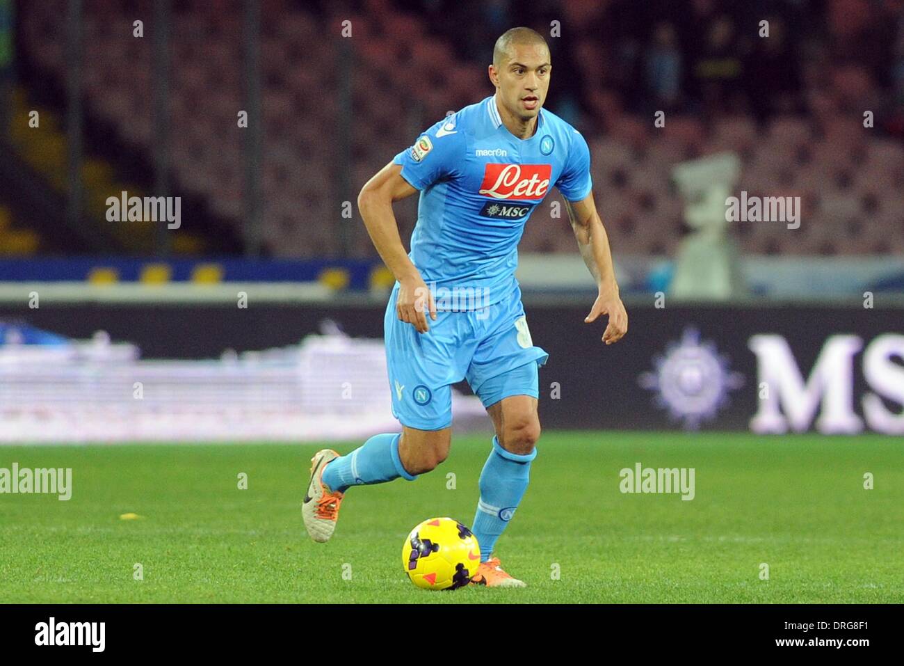 Naples, Italy. 25th Jan, 2014. Gokhan Inler of SSC Napoli in action during Football / Soccer : Italian Serie A match between SSC Napoli and AC Chievo Verona at Stadio San Paolo in Naples, Italy. Credit:  Franco Romano/Alamy Live News Stock Photo