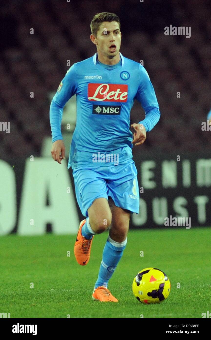 Naples, Italy. 25th Jan, 2014. Jorginho of SSC Napoli in action during Football / Soccer : Italian Serie A match between SSC Napoli and AC Chievo Verona at Stadio San Paolo in Naples, Italy. Credit:  Franco Romano/Alamy Live News Stock Photo