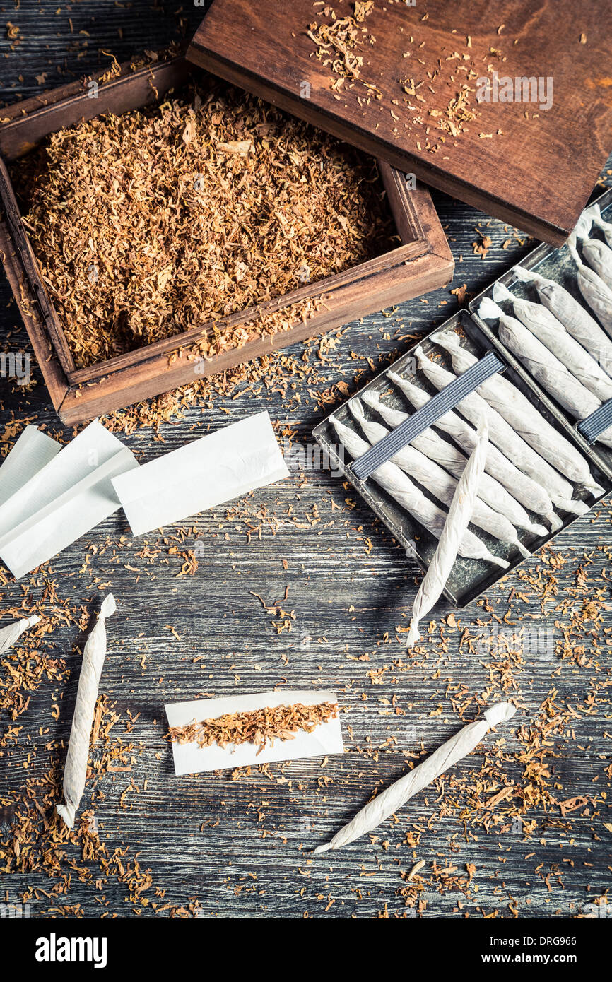 Homemade cigarettes made with tobacco Stock Photo Alamy