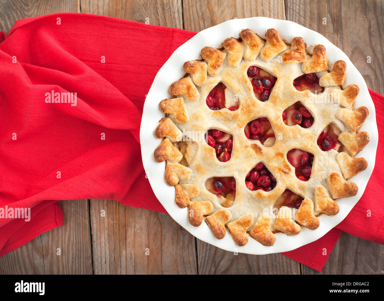 Apple cranberry pie Stock Photo
