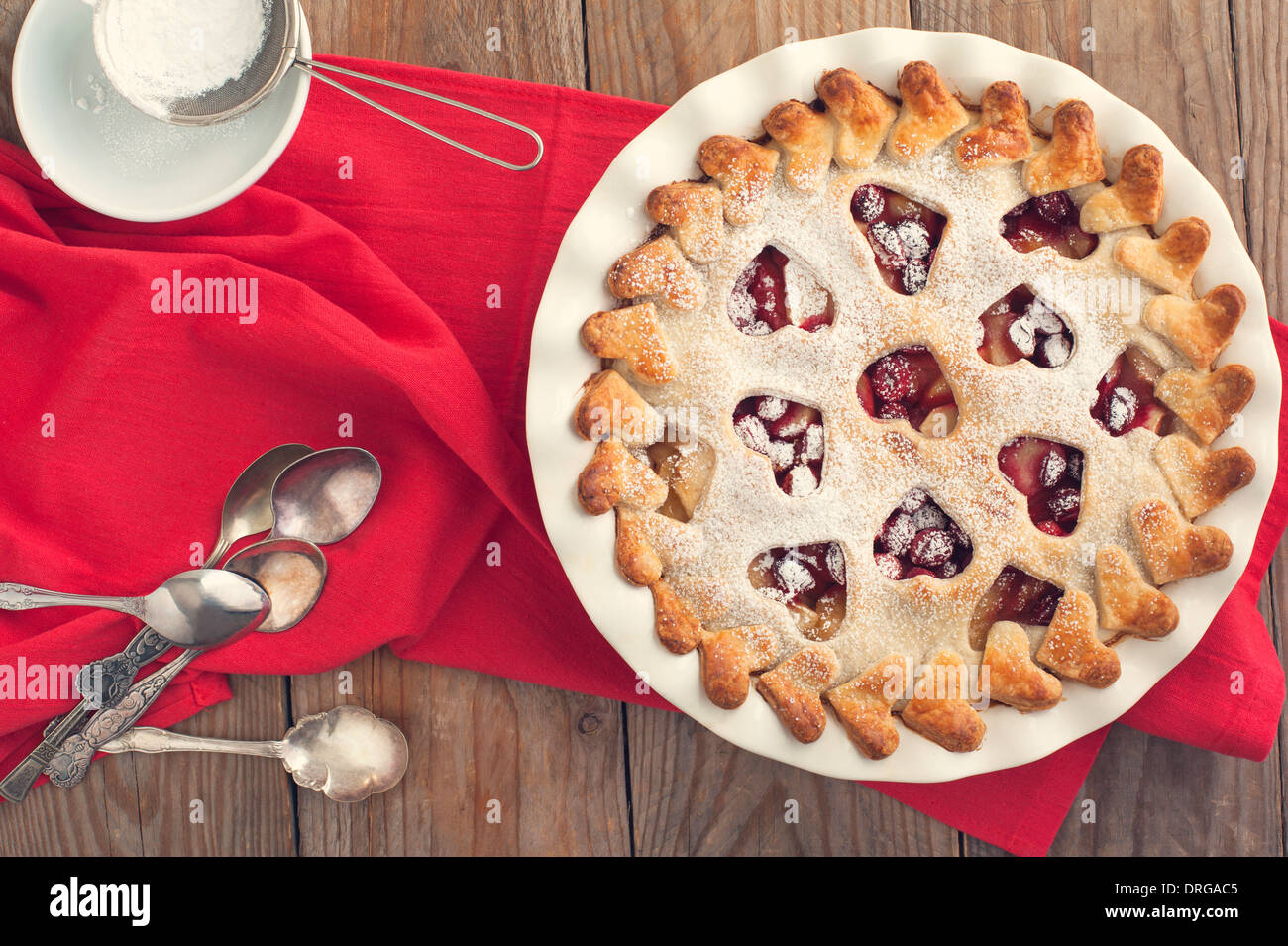 Apple cranberry pie Stock Photo