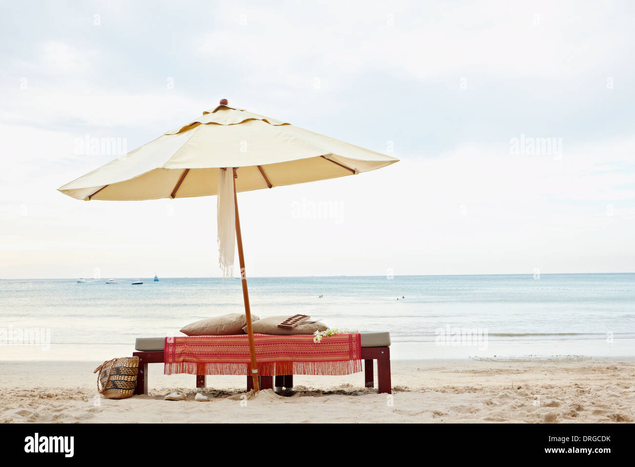 Sunlounger on Kamala Beach, Thailand Stock Photo