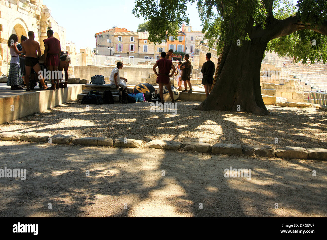Players on a break at the ancient theater 'of Arle which was built at the end of the 1st  century BC. AD Stock Photo