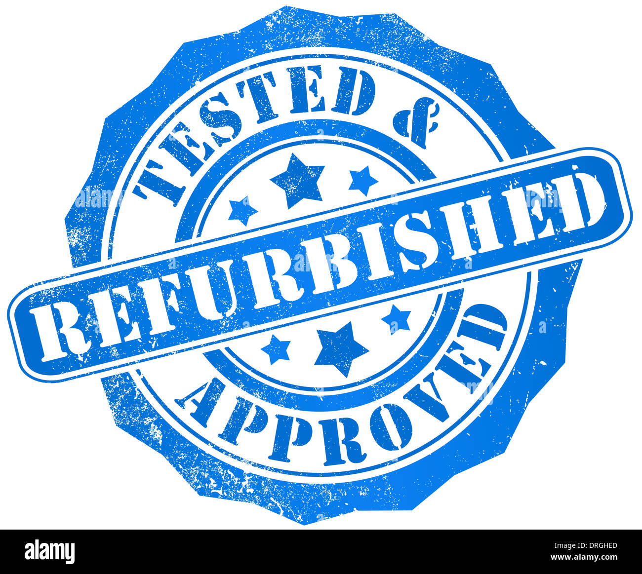refurbished, tested and approved grunge stamp, in english language