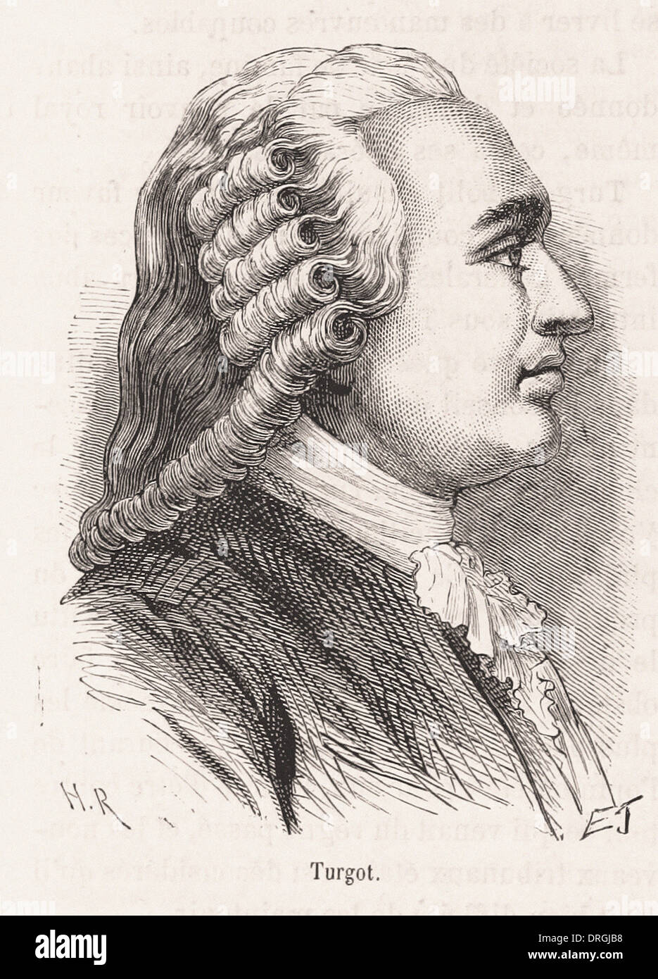 Portrait of Turgot - French engraving XIX th century Stock Photo