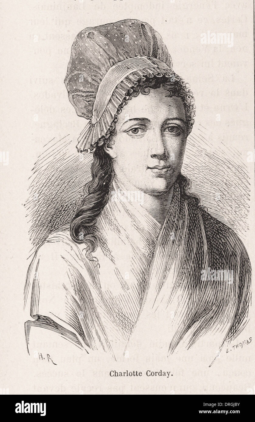 Portrait of Charlotte Corday - French engraving XIX th century Stock Photo