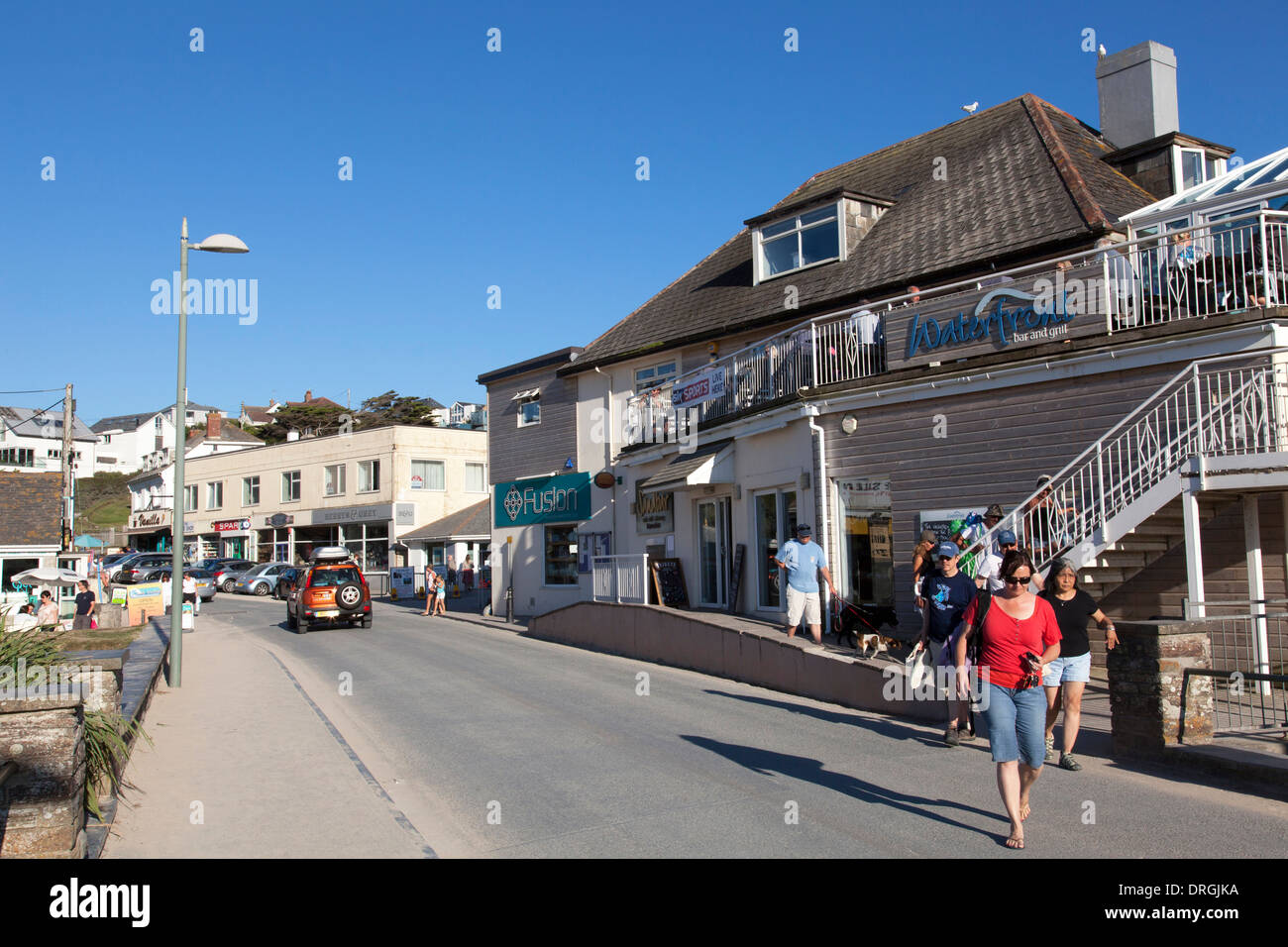 The Waterfront Bar in Polzeath, Cornwall, England U.K Stock Photo - Alamy