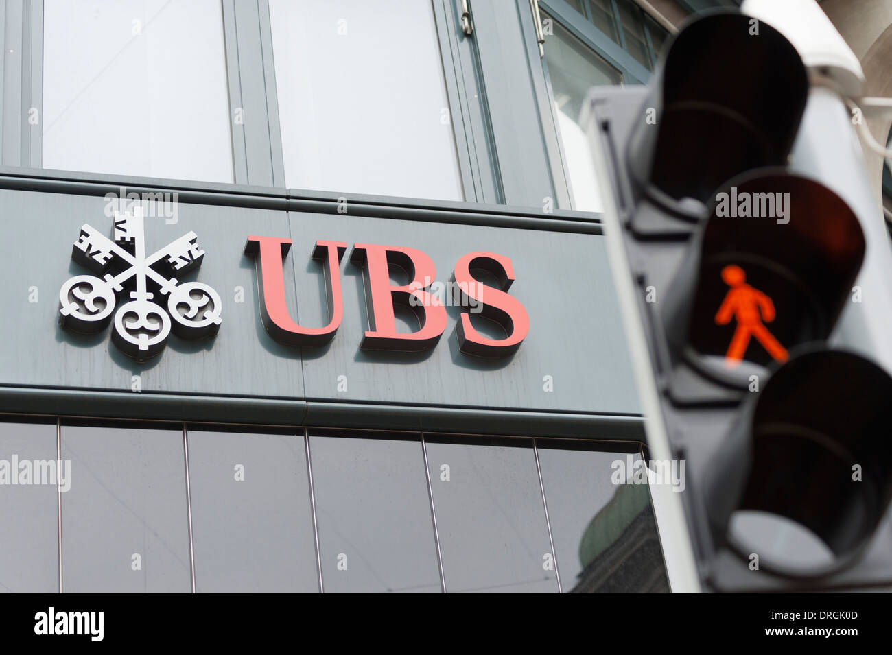 Entrance of UBS, Switzerland's largest bank, on Bahnhofstrsse in Zurich city. Stock Photo