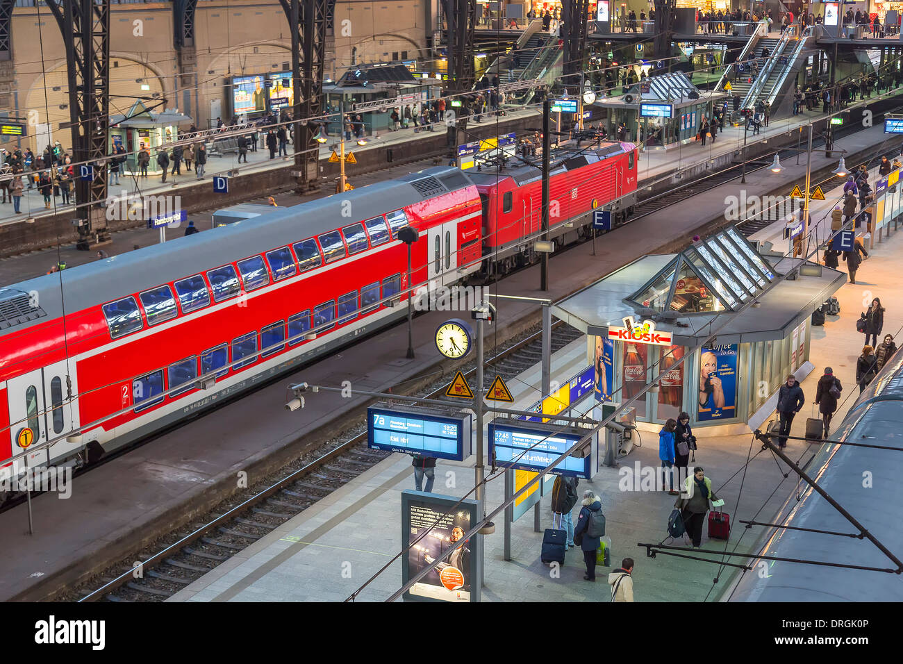 Hamburg main train station from inside in Germany Stock Photo
