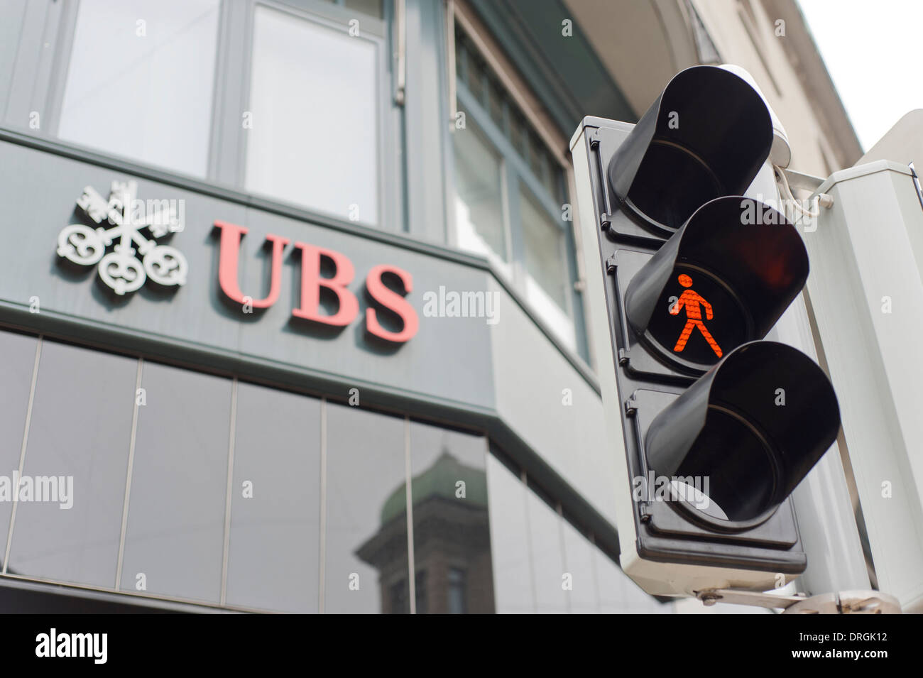 Entrance of UBS, Switzerland's largest bank, on Bahnhofstrsse in Zurich city. Stock Photo