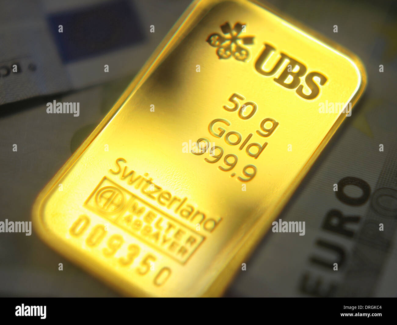 A 50g gold ingot issued by the Swiss bank UBS Stock Photo - Alamy