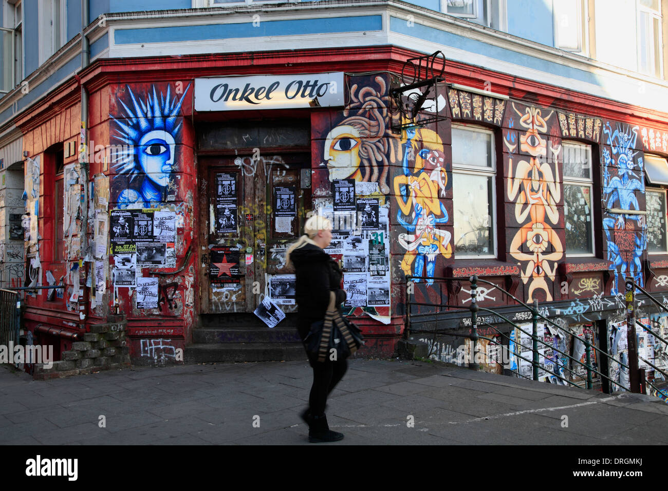 Bar ONKEL OTTO at Hafentreppe, St. Pauli quarter, Hamburg, Germany, Europe Stock Photo