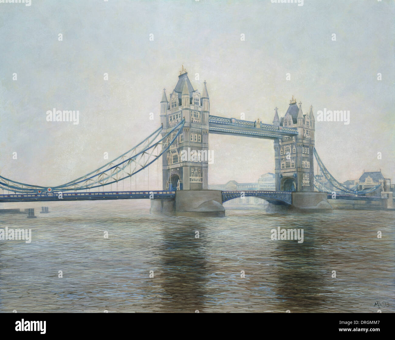 Painted illustration of Tower Bridge in the city of London, UK Stock ...