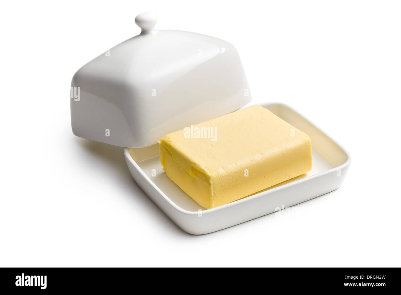 cube of butter in ceramic jar Stock Photo
