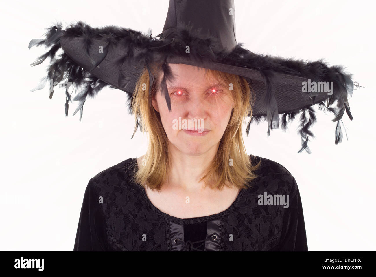 Bad witch of Dark Ages with evil eyes Stock Photo