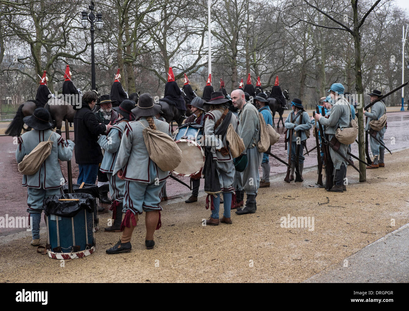 The Mall, London, 26th Jan, 2014. The English Civil War Society march to commemorate the execution of Charles1 in January 1649. Credit:  Colin Hutchings/Alamy Live News Stock Photo