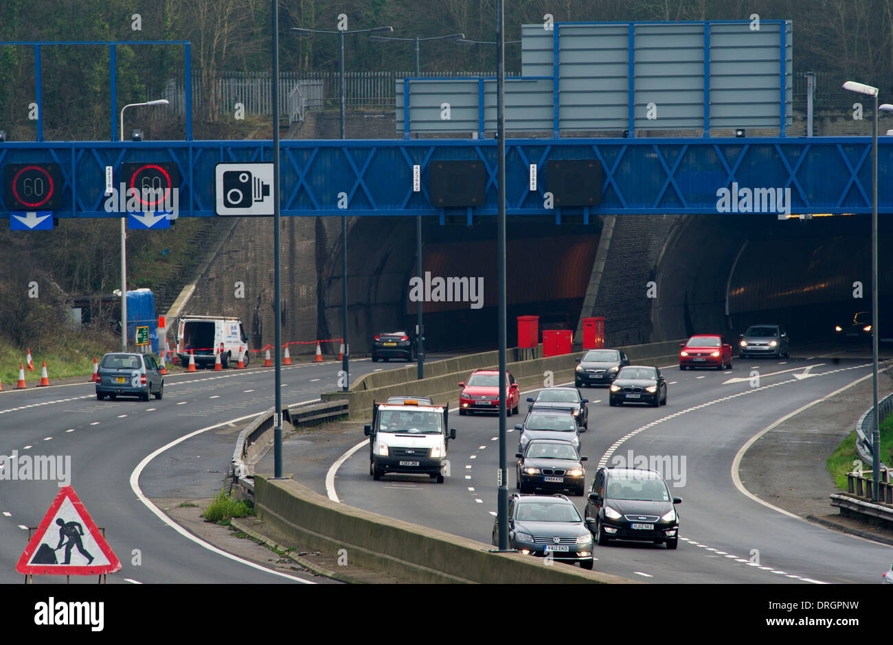 The Brynglas tunnels on the M4 in Wales. Stock Photo