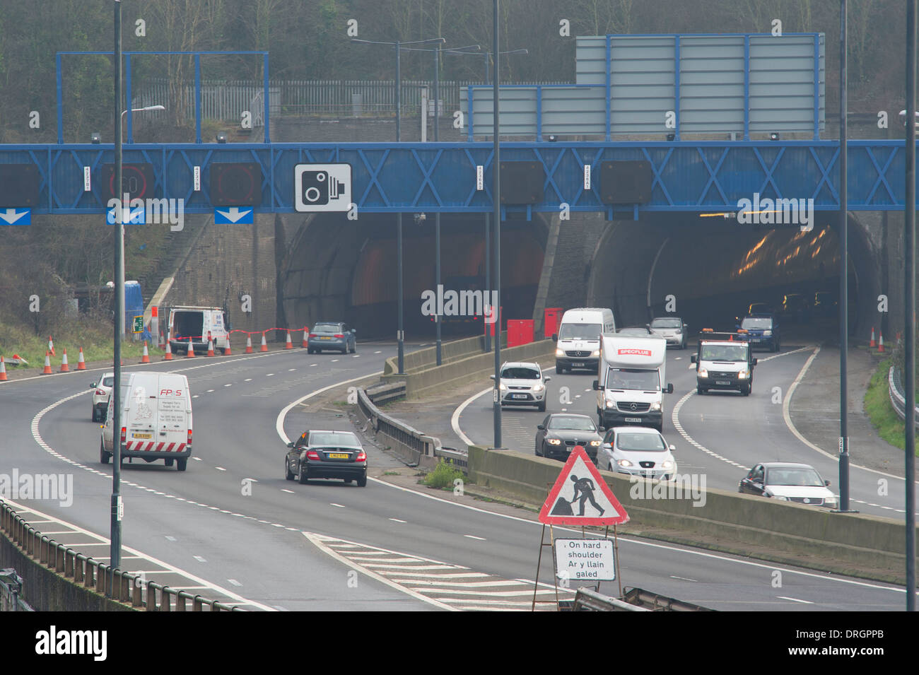 The Brynglas tunnels on the M4 in Wales. Stock Photo