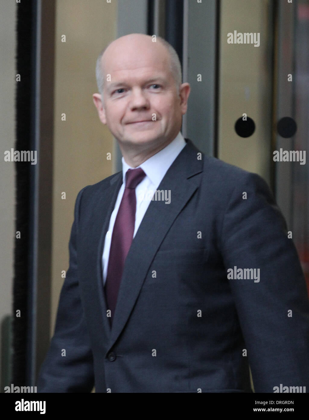 London, UK, 26th January 2014. William Hague seen leaving the BBC, Broadcasting House, headquarters of the BBC, in Portland Plac Stock Photo