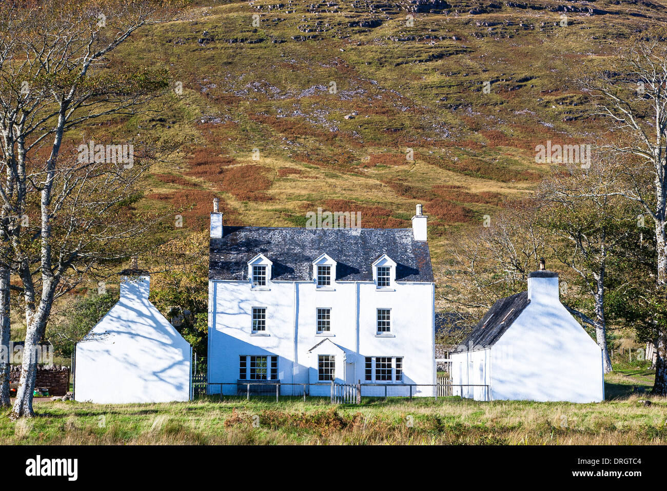 Traditional scottish white house, Applecross, Wester Ross, West Stock