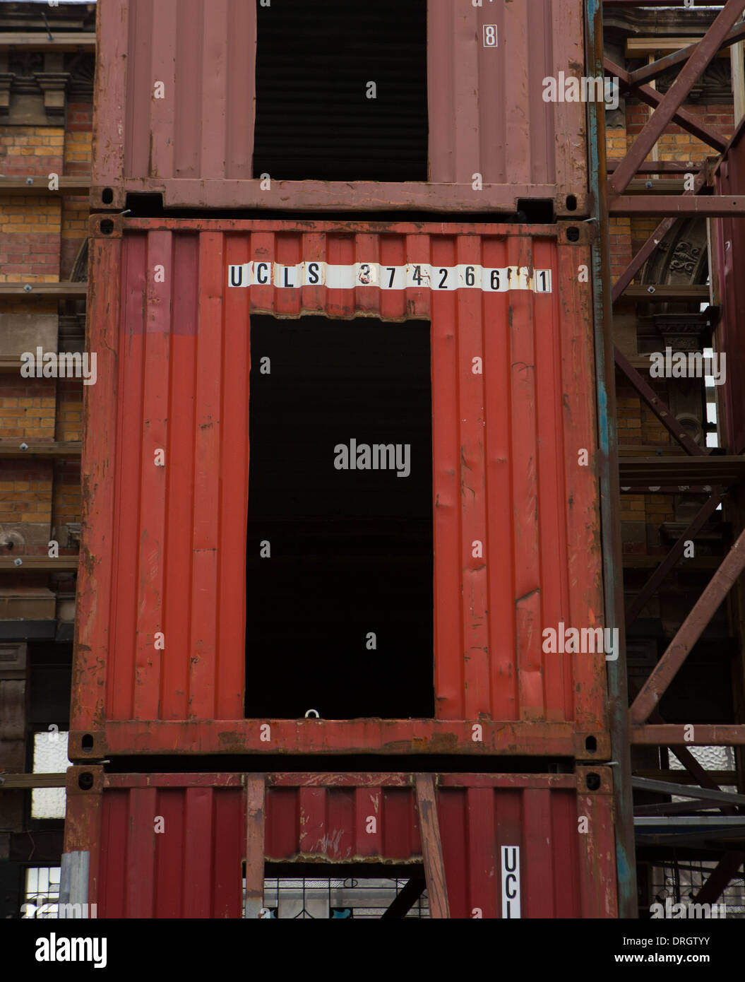 Shipping container with door cut out. Stock Photo