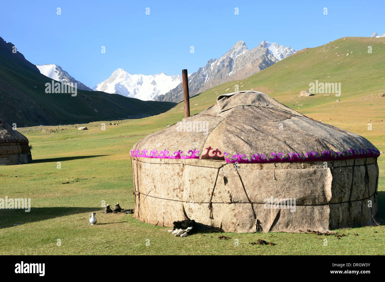 Kyrgyz yurt in the mountains of southern Kyrgyztan Stock Photo
