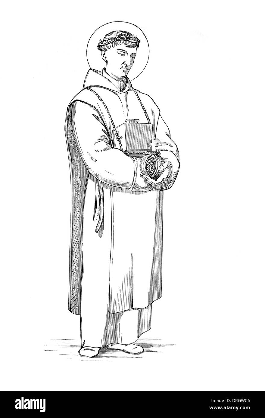 Saint John of God; Black and White Illustration Stock Photo