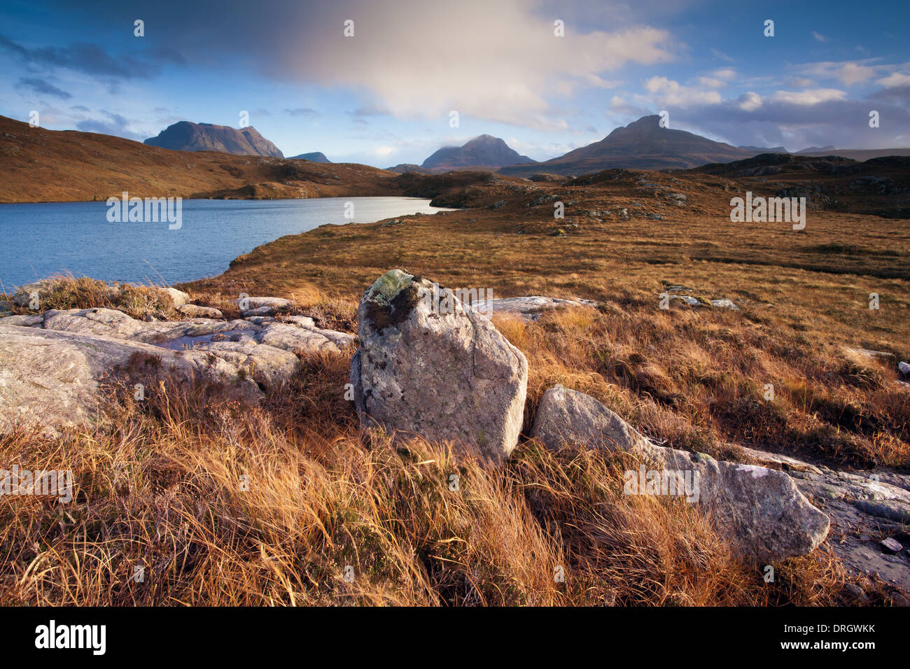 A winter view of Loch Buine Moire in the Scottish Highlands, UK Stock Photo