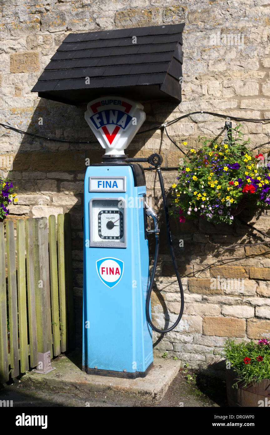Fina traditional petrol fuel pump dispenser Stow on the Wold Stock