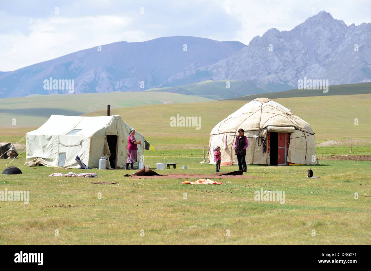 Kyrgyz yurt in the mountains of Central Kyrgyztan Stock Photo