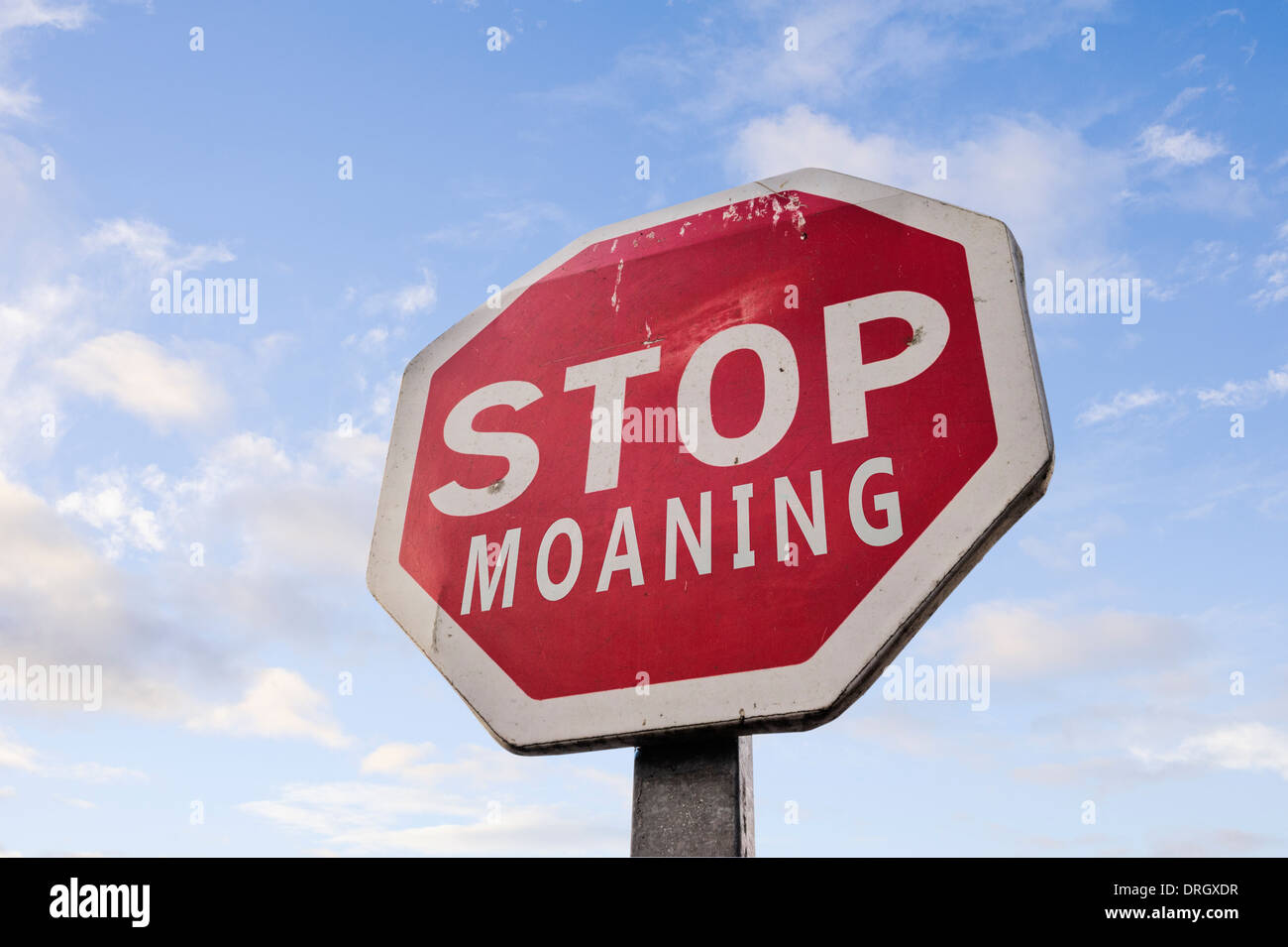 Stop moaning sign Stock Photo